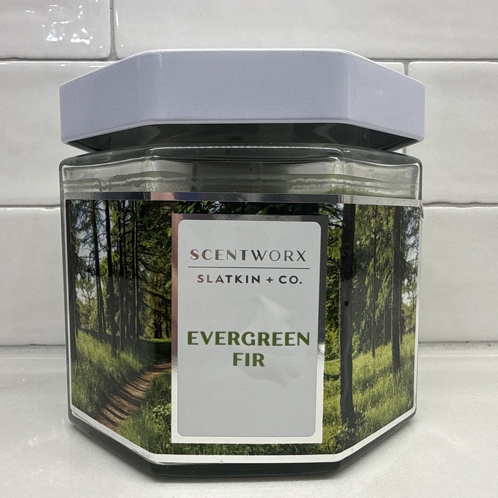 Scentworx 14.5 oz Evergreen Fir 3-Wick Jar Candle by Slatkin & Co Fast Shipping